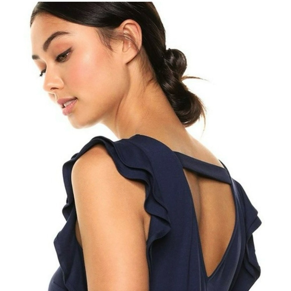 Lilly Pulitzer Dani Navy Blue Ruffle Sleeve Cutout Knit Shift Dress Sz Medium
